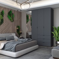 Комплект шаф для одягу Doros Гелар 2 шт. 155х49,5х203,4 см Дзеркало/Графіт 