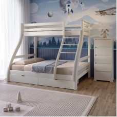 Двухъярусная детская кровать Mebigrand Аляска Айвори 140-90х190 см с ящиками (MBG-2255)