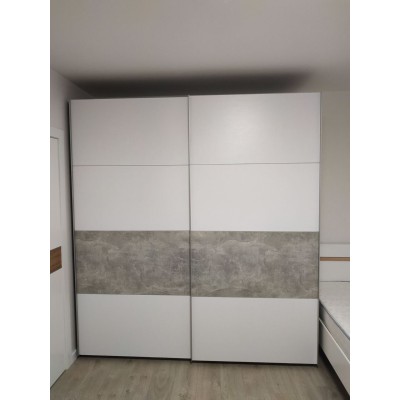 Шафа-купе дводверна Doros G-Caiser 220х60х240 см Білий/Бетон