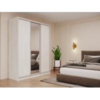 Шафа-купе тридверна Doros Сіті Лайт 180х60х225 см Біле дерево/1 Дзеркало 