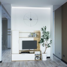 Стінка у вітальню Doros Кона 151х40х147 см Дуб тахо/Білий 