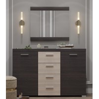 Большой комод Эверест К-7 Британия /Зеркало Британия венге/дуб молочный