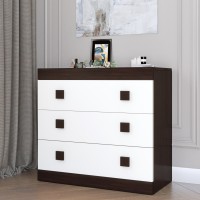 Комод Еверест на 3 ящики Соната-1 80х38х75 венге темний/білий (EVR-2046)