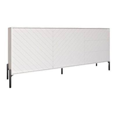 Комод з чорними металевими ніжками LION Амарант 168x40x76,5 см Бетон Style/Білий