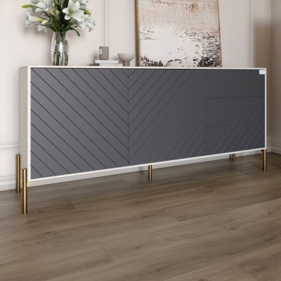 Комод із золотими металевими ніжками LION Амарант 168x40x76,5 см Бетон Style/Графітовий 
