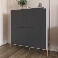 Комод-пенал с золотыми металлическими ножками LION Амарант 114х40х126,5 см Кашемир/Графитовый (LION-042046)