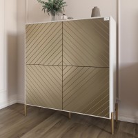 Комод-пенал с золотыми металлическими ножками LION Амарант 114х40х126,5 см Бетон Style/Перламутровый металлик (RAL-7048) 1140х400х1265 мм (LION-042066)