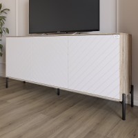 Тумба под телевизор с черными металлическими ножками LION Амарант 168x40x76,5 см Дуб сонома/Белый (LION-043021)