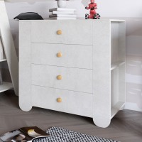 Комод для дитячої кімнати LION Інді з 4 ящиками та бічними нішами Бетон Style