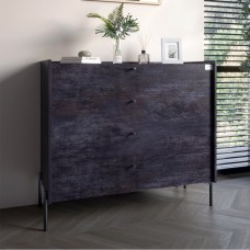 Комод із 4 ящиками LION Wood з чорними ніжками 100х90х45 см Бетон темний 