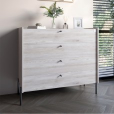 Комод із 4 ящиками LION Wood з чорними ніжками 100х90х45 см Самоа Димчастий 
