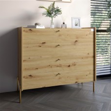 Комод із 4 ящиками LION Wood із золотими ніжками 100х90х45 см Дуб Артизан 