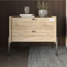 Тумба ліжкова LION Wood з двома ящиками Дуб Сонома чорні ніжки 