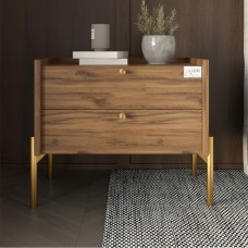 Тумба ліжкова LION Wood з двома ящиками Дуб Ліворно золоті ніжки 