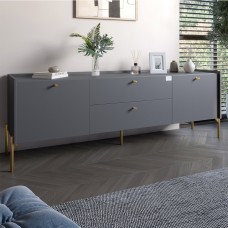 Тумба під телевізор із ящиками LION Wood із золотими ніжками 180х50х40 см Антрацит 