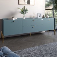 Тумба під телевізор із ящиками LION Wood із золотими ніжками 180х50х40 см Граніт сірий