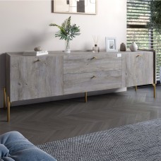 Тумба під телевізор із ящиками LION Wood із золотими ніжками 180х50х40 см Шварцвальд 