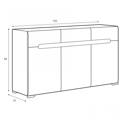Комод у вітальню ВМК (БРВ) Амелiя KOM3D3S/8/15 N Білий/Білий глянець
