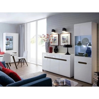 Комод у вітальню ВМК (БРВ) Амелiя KOM3D3S/8/15 N Білий/Білий глянець