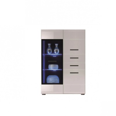 Пенал-витрина Гербор Ушер REG1W2D2S L/P Нимфея альба (белый)/Белый глянец (GRB-1059)