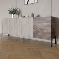 Комод у вітальню на чорних металевих ніжках LION Грей 204x38x76,5 см Шварцвальд/Дерево