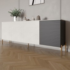 Комод на золотих металевих ніжках LION Грей 204x38x76,5 см Бетон Style/Асфальт 