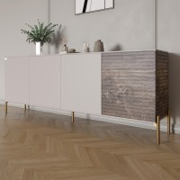 Комод на золотих металевих ніжках LION Грей 204x38x76,5 см Кашемір/Дерево 