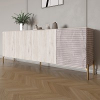 Комод на золотих металевих ніжках LION Грей 204x38x76,5 см Самоа Димчастий / Камінь 