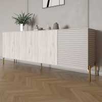 Комод на золотих металевих ніжках LION Грей 204x38x76,5 см Самоа Димчастий/Кашемір 