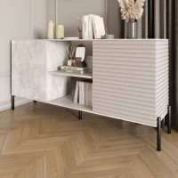 Комод открытый на черных металлических ножках LION Грей Бетон/Кашемир (LION-042876)