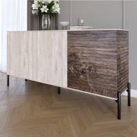 Комод закритий у вітальню на чорних металевих ніжках LION Грей 154x38x76,5 см Самоа Димчастий/Дерево 