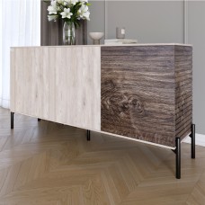 Комод закритий у вітальню на чорних металевих ніжках LION Грей 154x38x76,5 см Самоа Димчастий/Дерево 