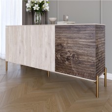 Комод закритий у вітальню на золотих металевих ніжках LION Грей 154x38x76,5 см Самоа Димчастий/Дерево 