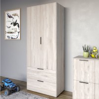 Шкаф распашной двухдверный LION Краш с 2 ящиками Самоа дымчатый (LION-044005)