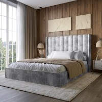 Двоспальне ліжко з підйомним механізмом LION Ніно 180x200 см SILK 303 Сірий 