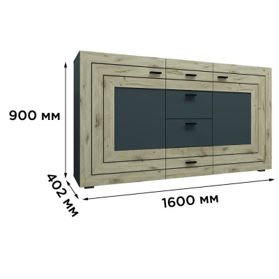 Комод 2Д4Ш Сокме Джейкоб 160x90x40,2 Дуб вікінг/Антрацит (SKM-081277) Комод 2Д4Ш Сокме Джейкоб 160x90x40,2 Дуб вікінг/Антрацит (SKM-081277)