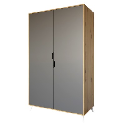 Шафа дводверна з білими ніжками М-ЗОН Борн 1200 Дуб Артизан/Антрацит