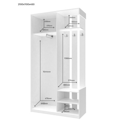 Прихожая с зеркалом Doros City One Door 110х45х210 см Белый 