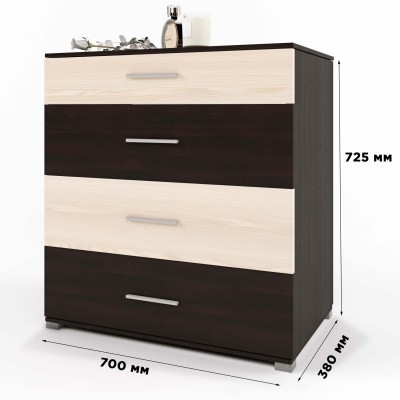 Комод Эверест на 4 ящика Бриз К-5  70х38х72.5 сонома/трюфель