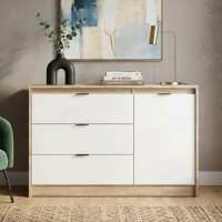 Комод із дверима та 3-ма шухлядами Еверест Сіті-1150 115,2х38х74,6 Дуб сонома/Білий (EVR-071100)