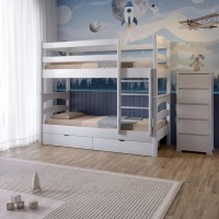 Двухъярусная кровать Mebigrand Чикаго Мини Белый RAL9003 90х190 см с ящиками