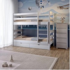 Двухъярусная детская кровать Mebigrand Чикаго Мини Белый (RAL9003) 90х190 см с ящиками (MBG-2282)