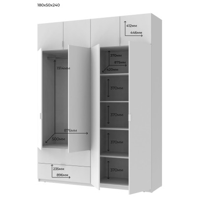 Шафа розпашна з антресоллю Doros Лукас 180х50х240 см Білий (DRS-011191)