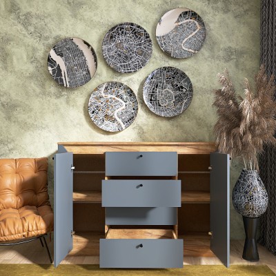 Комод в спальню Эверест Нордик-1400 140х38х95 см Графит/Дуб крафт золотой 