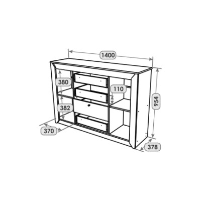Комод в спальню Эверест Нордик-1400 140х38х95 см Графит/Дуб крафт золотой 
