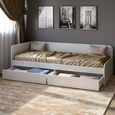 Односпальная кровать с ящиками Эверест Соната-800 80х190 см нимфея альба 