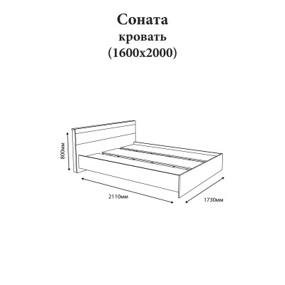 Кровать двуспальная Эверест Соната-1600 160х200 см дуб крафт золотой 