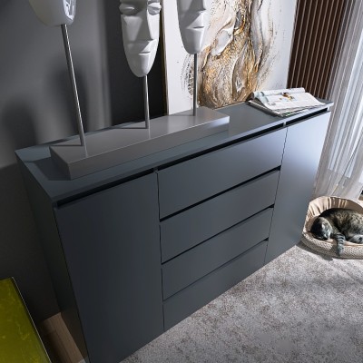 Комод Еверест КЛ-4 Лайт (телескопічні) 140х38х93 см Графіт