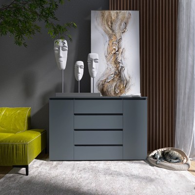 Комод Еверест КЛ-4 Лайт (телескопічні) 140х38х93 см Графіт