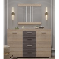 Великий комод Еверест К-7 Британія /Дзеркало Британія сонома/трюфель 